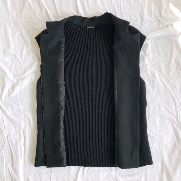 Annette Gortz Nandi Black Wool Blend Knit Back Full Zip Jacket Vest - Picture 3 of 7